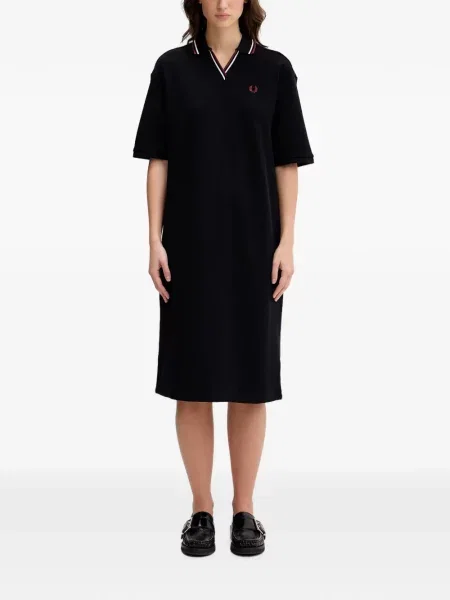 Rochie midi Fred Perry cu broderie negru