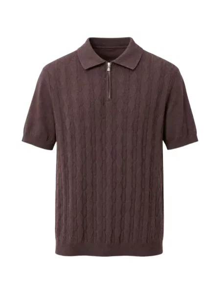 Tricou polo Masq tricotate maro
