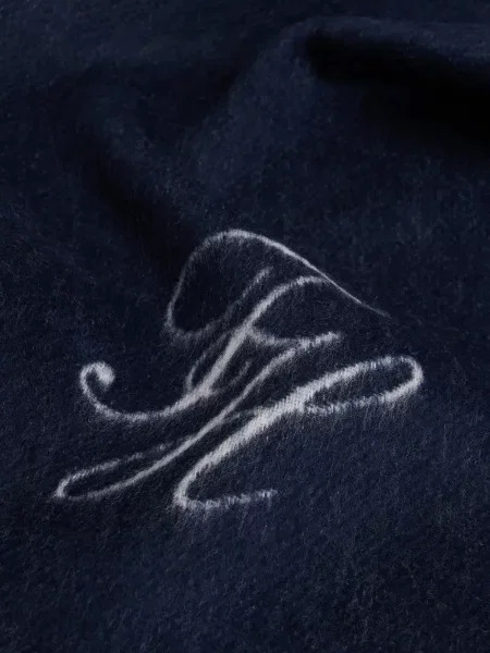Fular Tommy Hilfiger cu franjuri albastru