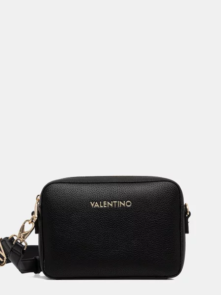 Lniana torebka Valentino By Mario Valentino czarna