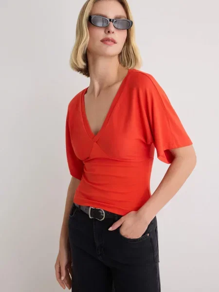 Trendyol Tricou orange roșu