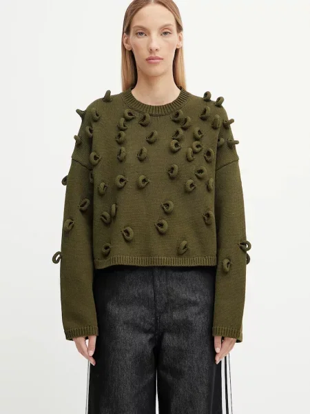 JW Anderson pulover Cropped Loop Jumper călduros verde