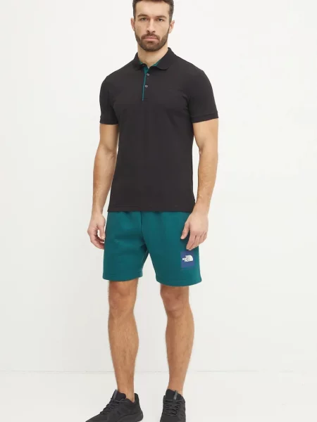 Bombažen polo The North Face Premium Slim črna