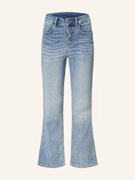 Jeansy dzwony Liu Jo z przetarciami białe