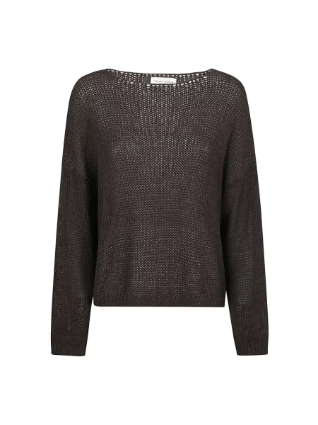 Dzianinowy sweter Roberto Collina z okrągłym dekoltem brązowy