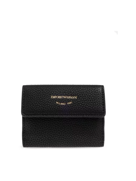 Portfel Emporio Armani skórzany z logo czarny