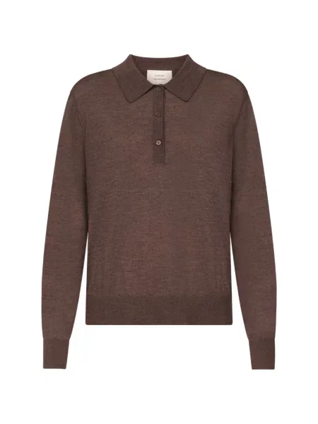 Lung tricou polo Loulou De Saison maro