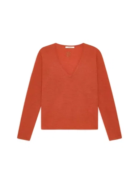 Sweter Maliparmi wełniany pomarańczowy