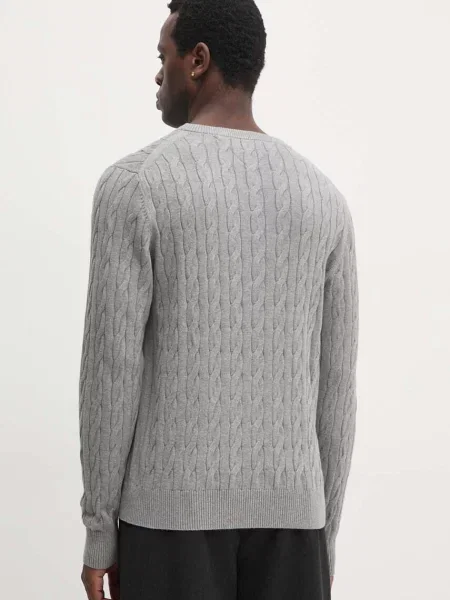 Sweter z dzianiny o kroju regular fit z czystej bawełny Tommy Hilfiger szary