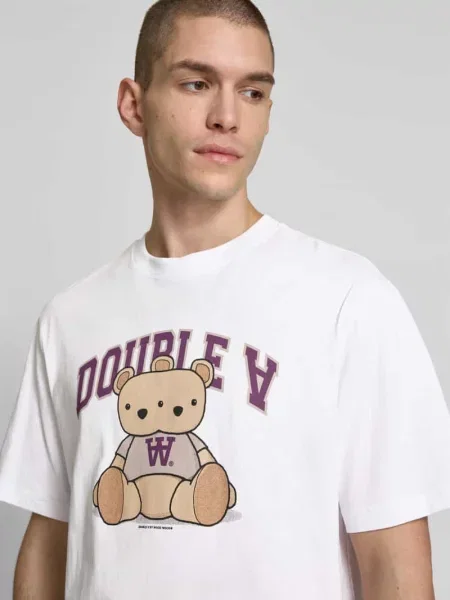 T-shirt z nadrukiem z logo Wood Wood biała