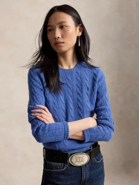Polo Ralph Lauren sveter dámsky s prímesou kašmíru modrá