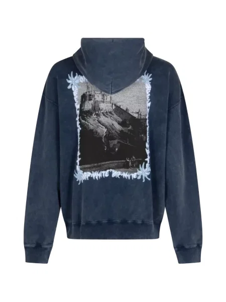 Hanorac cu glugă Off-white cu imagine alb