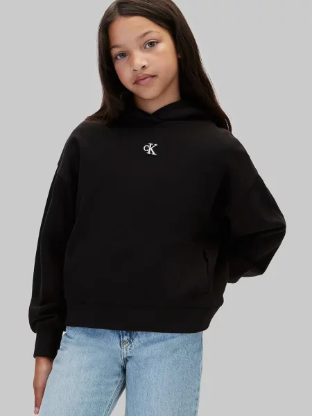 Calvin Klein Jeans hanorac cu glugă pentru copii din negru