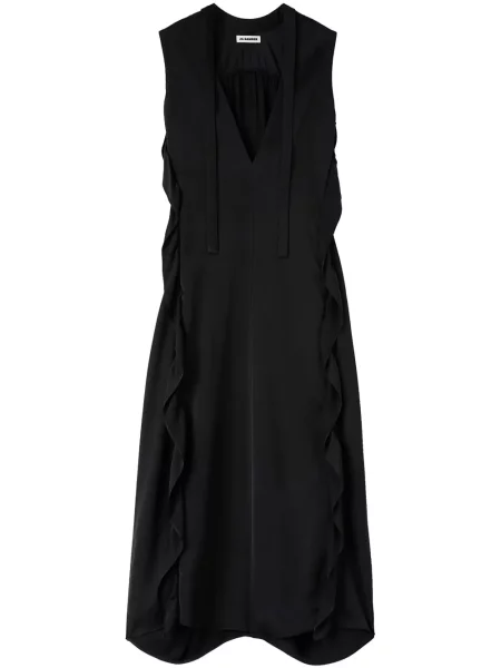Rochie maxi Jil Sander cu decolteu în V de costum negru