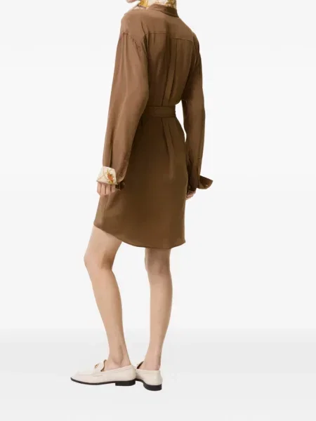 Rochie tip cămașă Burberry de mătase maro