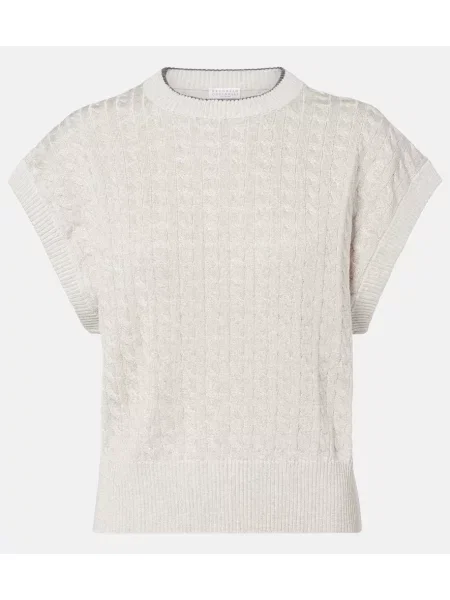 Pulover Brunello Cucinelli tricotate gri