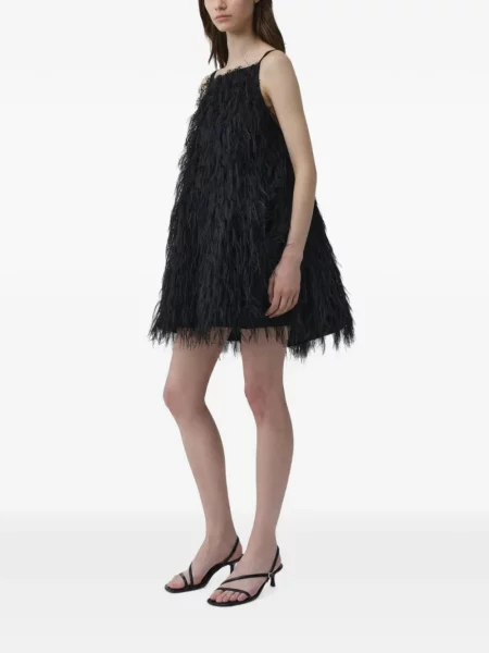Rochie mini Simkhai cu franjuri din jacard negru
