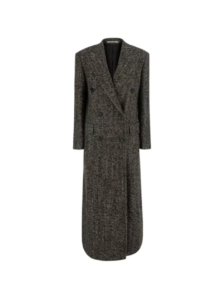 Palton Tagliatore cu model herringbone cu două rânduri de nasturi maro