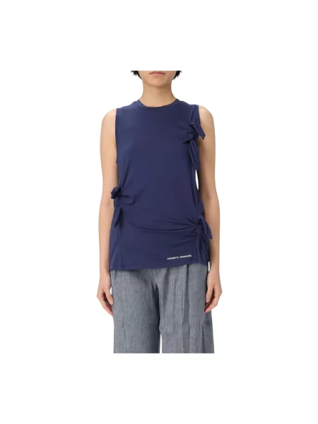Top Elisabetta Franchi z falbankami niebieski