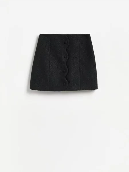 Reserved Fustă mini cu adaos de lână negru