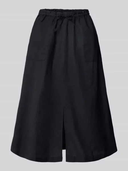 Spódnica lniana z rozcięciem Christian Berg Woman czarna