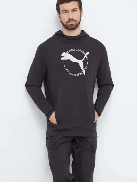 Суичър с качулка Puma черно