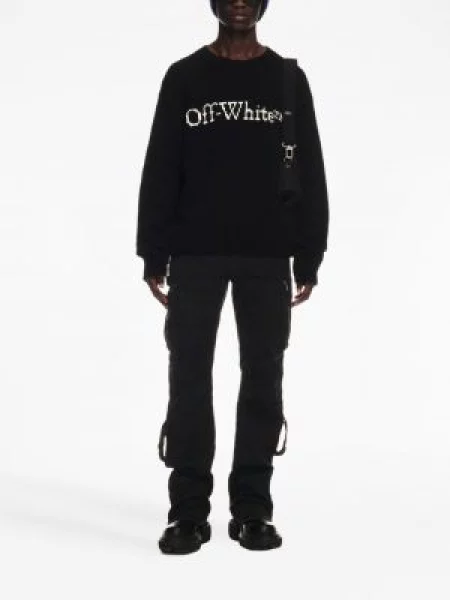 Vilnonis megztinis Off-white su autografu balta