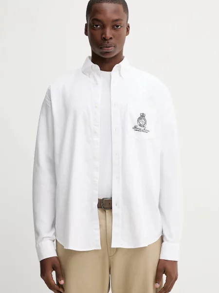 Košile Guess Jeans regular s límečkem button-down bílá
