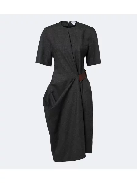 Midi šaty Bottega Veneta sivá
