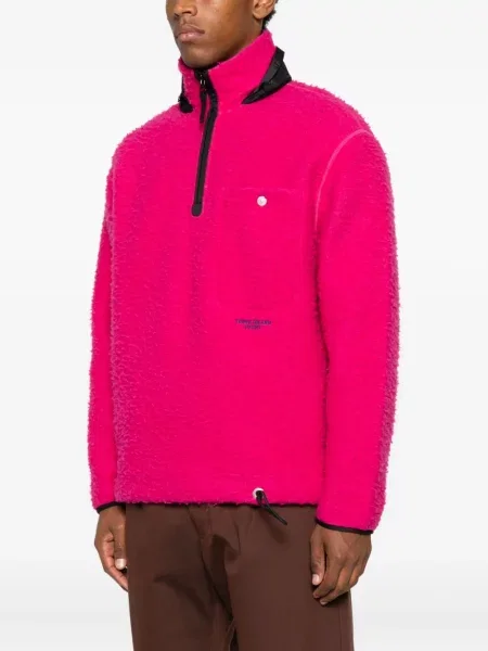 Hanorac din fleece Stone Island din fleece cu strasuri de jumătate de fermoar roz