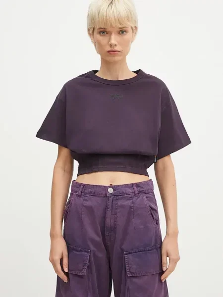 Тениска Alpha Industries Waisted лилаво виолетово