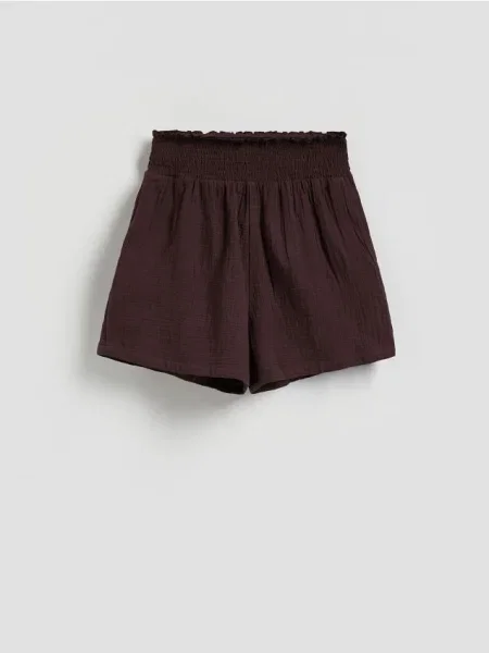 Reserved Muślinowe szorty ciemnobrązowy