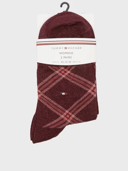 Клетчатые носки Tommy Hilfiger бордовые