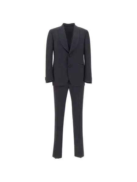 Costum Corneliani din satin cu rever gri