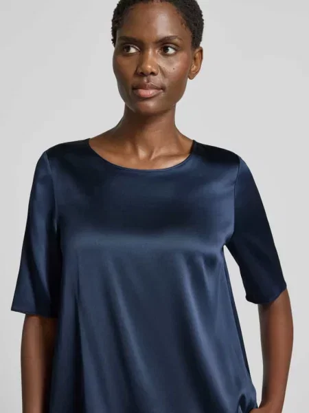 Bluzka koszulowa o kroju regular fit z mieszanki jedwabiu model LASTI' Mm By Max Mara granatowa