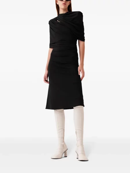 Rochie midi Stella Mccartney drapată până la genunchi de costum negru