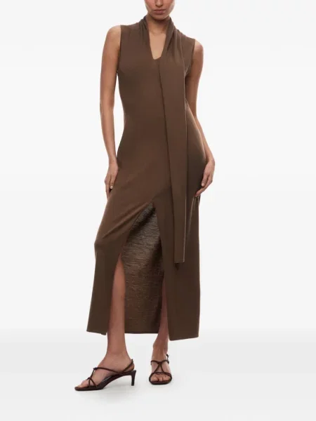 Rochie midi 12 Storeez cu decolteu în V maro