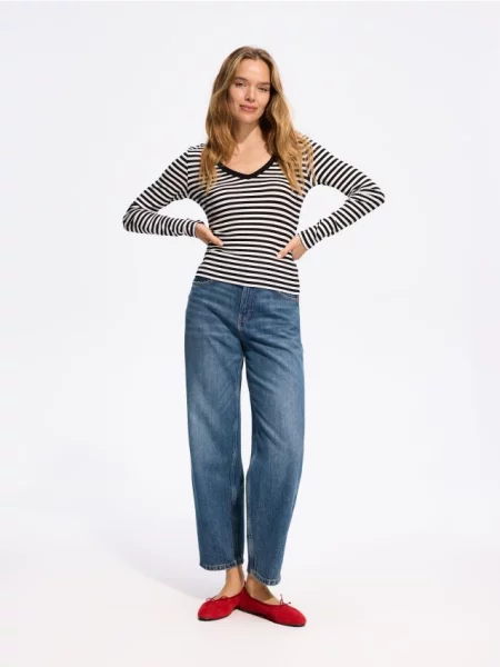 Reserved Tricou cu mânecă lungă cu conținut ridicat de modal multicolor