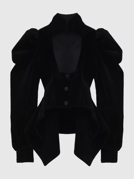 Оксамитовий жакет з вирізом Alexander Mcqueen чорний