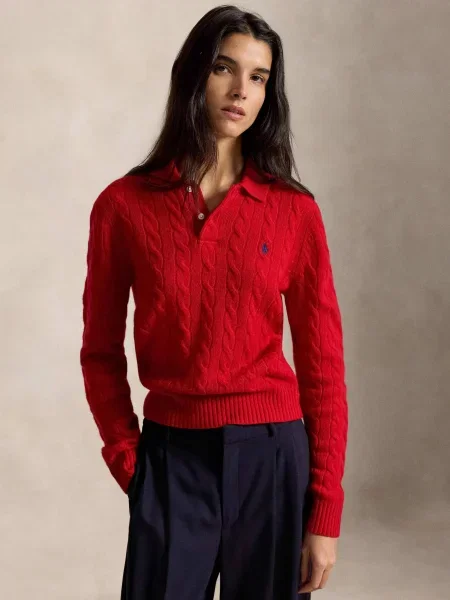 POLO RALPH LAUREN De lână pulover cu adaos de cașmir roșu