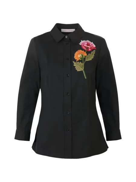 Cămașă Carolina Herrera cu broderie cu model floral negru