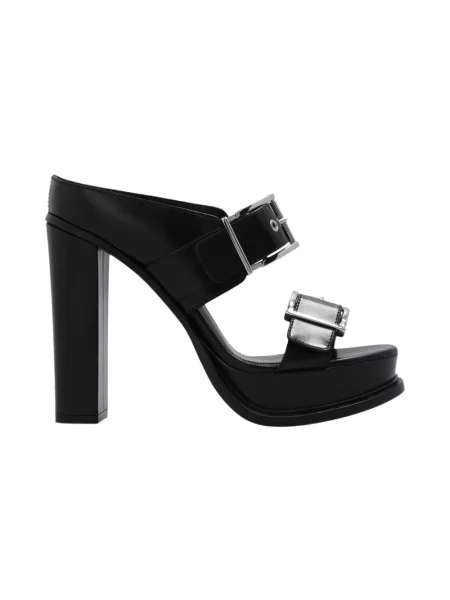 Klapki Alexander Mcqueen na platformie czarne