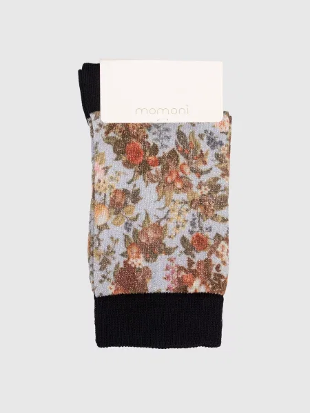 Шкарпетки в квітковий візерунок з люрексом Momoni блакитні