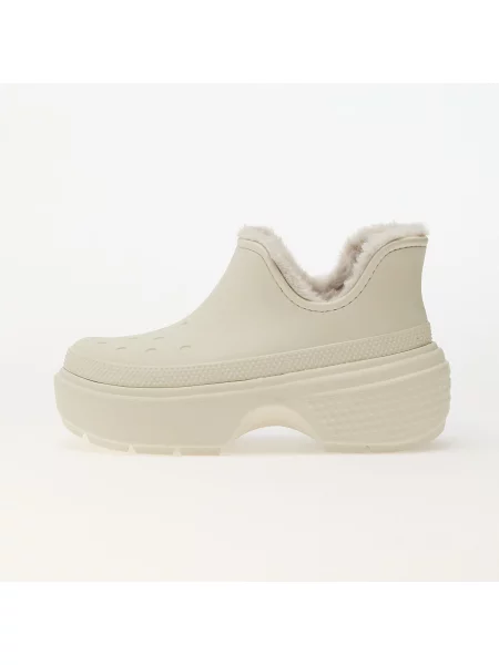 Crocs botine Stomp Lined Shorty Boot femei bej cu platforma izolat alb