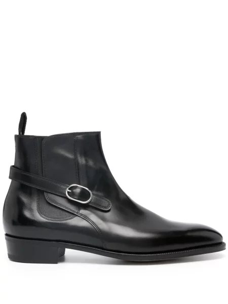 Botine John Lobb din piele cu cataramă negru