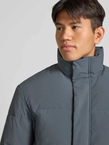 Kurtka pikowana z ukrytym zamkiem błyskawicznym model SOHO' Jack & Jones niebieska