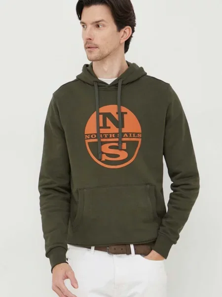 Суичър с качулка North Sails с качулка с принт зелено