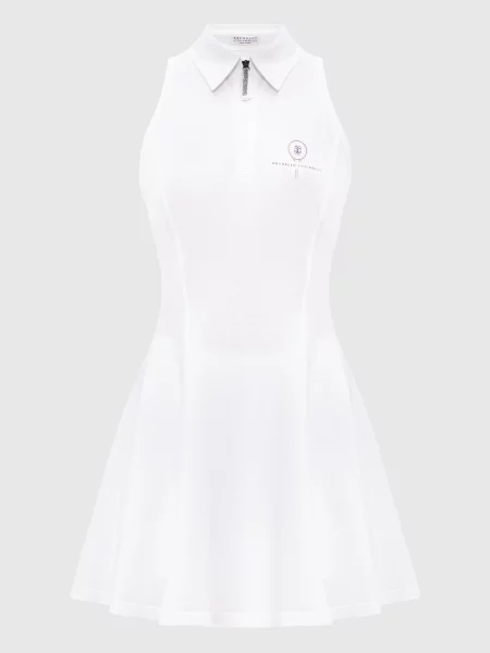 Сукня міні з вишивкою Tennis Brunello Cucinelli біла