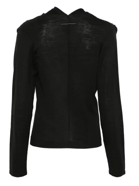 Дълго пуловер Mm6 Maison Margiela с качулка черно