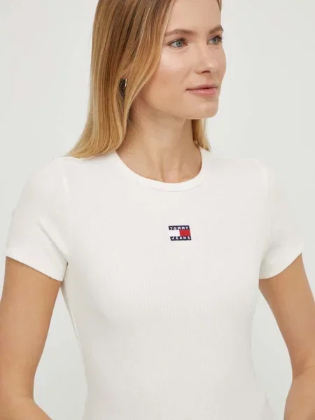 Тениска Tommy Jeans бежово